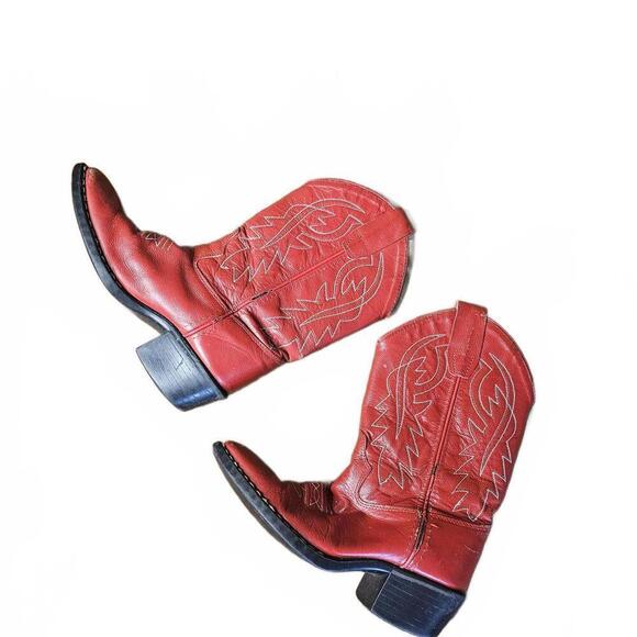 Old West Brand Red Leather Cowboy Boots little kid - Picture 2 of 4